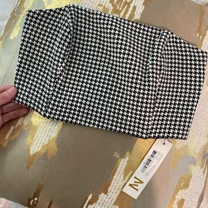 NWT MESHKI strapless cropped houstooth print top
